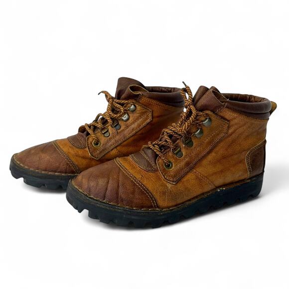 Courtney Men's Safari Boots Hiking Boot Size 9 Brown Leather Ankle Lace Up Boot - Picture 1 of 9